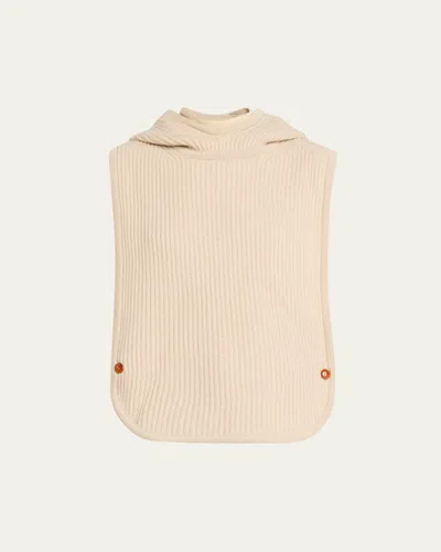 God's True Cashmere Melange Cashmere Rib Hooded Vest In Neutral