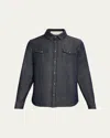 God's True Cashmere Men's Cashmere Denim Shirt With Labradorite Snaps In Denim Labrodorite