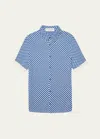 God's True Cashmere Lapis Dot Knit Jacquard Boat Shirt In Navylapislaz