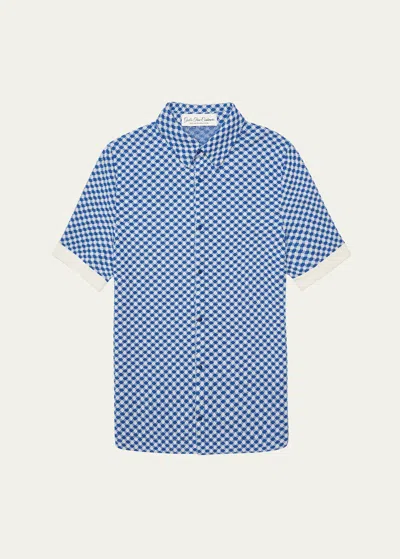 God's True Cashmere Lapis Dot Knit Jacquard Boat Shirt In Navylapislaz