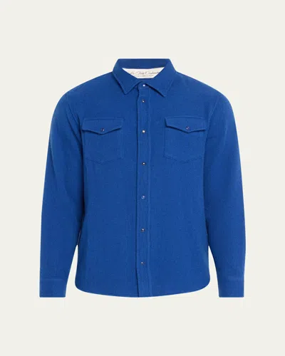 God's True Cashmere Men's Cashmere Shirt With Lapis Lazuli Snaps In Navy Lapis Lazuli