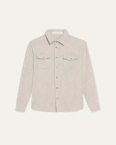 God's True Cashmere Melange Cashmere Shirt In Pearl Grey Emerald