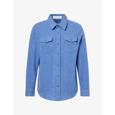 God's True Cashmere Mens Gemstone-embellished Cashmere Shirt Denim Xl In Blue