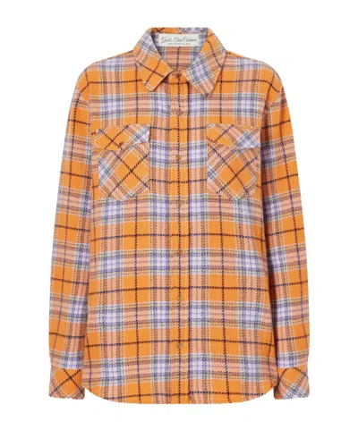 God's True Cashmere Midnight Sun Checked Cashmere Shirt In Orange