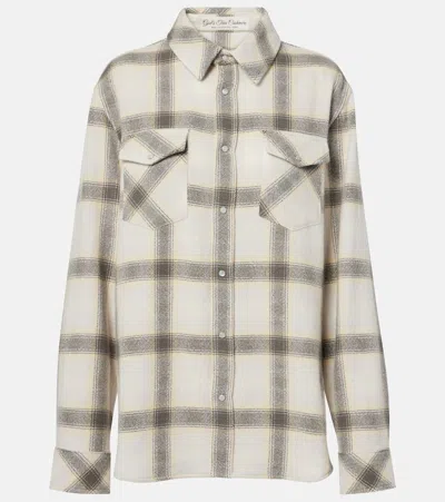 God's True Cashmere Moon Plaid Cashmere Shirt In Moonstone