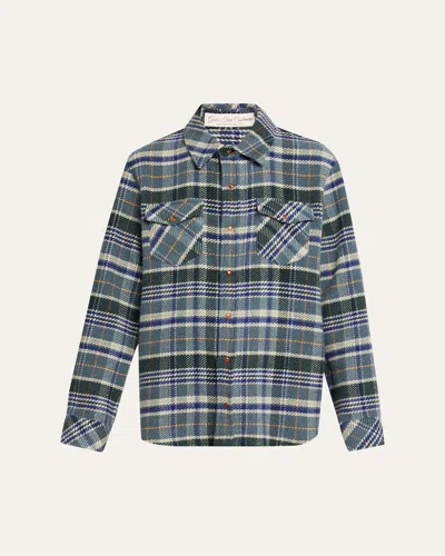 God's True Cashmere Oceantide Plaid Cashmere Flannel Shirt In Gray