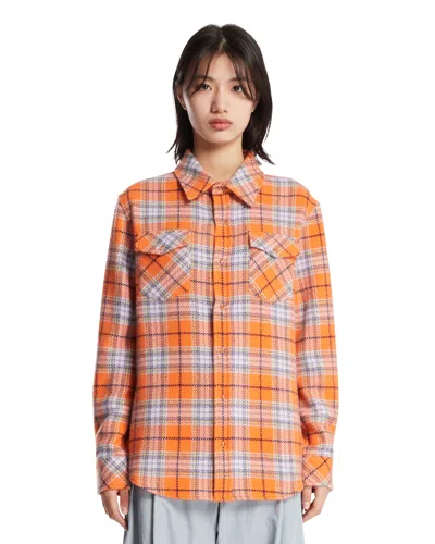 God's True Cashmere Orange Midnight Sun Tartan Cashmere Shirt