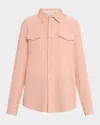 God's True Cashmere Peach Blush Cashmere Button-down Shirt