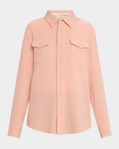God's True Cashmere Peach Blush Cashmere Button-down Shirt