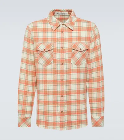 God's True Cashmere Plaid Cashmere Shirt In Orange