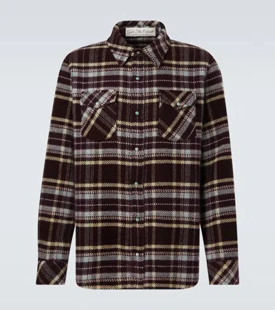 God's True Cashmere Plaid Cashmere Shirt With Emerald In Brown