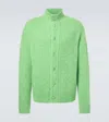 God's True Cashmere Ribbed-knit Cashmere Bouclé Cardigan In Green