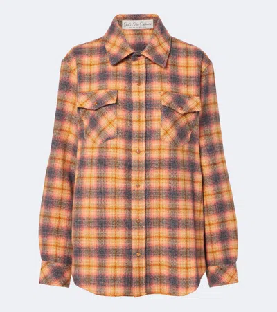 God's True Cashmere Seeker Plaid Cashmere Shirt In Orange