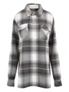 God's True Cashmere Shadow Plaid Cashmere Shirt In Gray