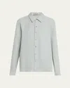 God's True Cashmere Silver Solid Linen Button-front Shirt In Silver