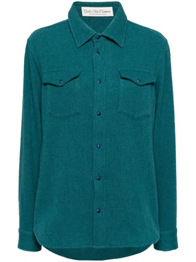 God's True Cashmere Solid Shirt In Blue