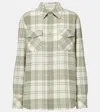 God's True Cashmere Sage Tartan Cashmere Flannel Shirt In Green