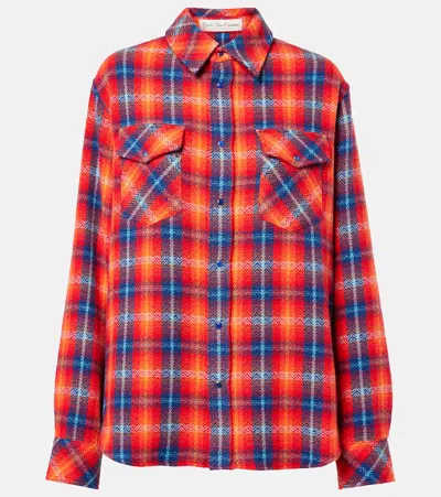 God's True Cashmere Totally Wired Tartan Cashmere Shirt In Red