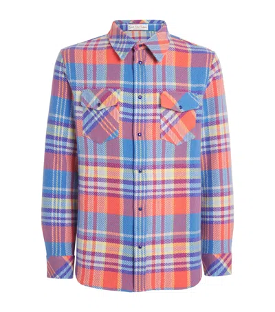 God's True Cashmere Unisex Cashmere And Lapis Lazuli Tartan Creator Shirt In Red