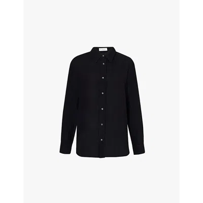 God's True Cashmere Gods True Cashmere Womens Black Blksun Long-sleeved Knitted Cashmere Shirt