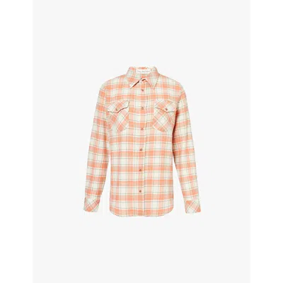 God's True Cashmere Gods True Cashmere Womens Redrock Orgsun Redrock Checked Cashmere Shirt