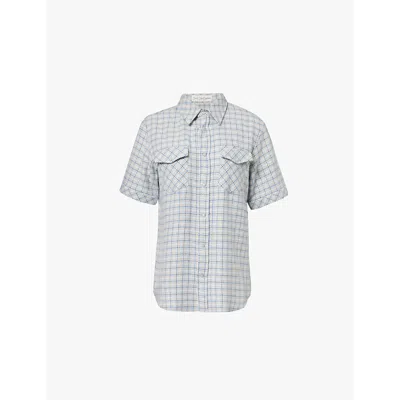 God's True Cashmere Gods True Cashmere Womens River Moon Checked Short-sleeved Cashmere Shirt