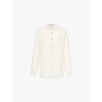 God's True Cashmere Womens Gods True Cashmere Long-sleeved Knitted Cashmere Shirt In Ivory Amethyst