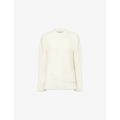 God's True Cashmere Womens Pearl Cloud Gemstone-embellishment Stretch-cashmere Blend Jumper Amethyst