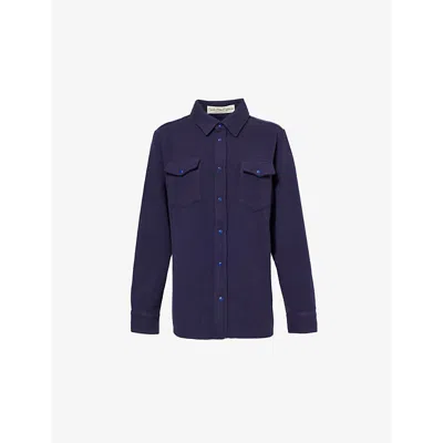 God's True Cashmere Womens Gods True Cashmere Regular-fit Pointed-collar Cashmere Shirt In Lapis Lazuli