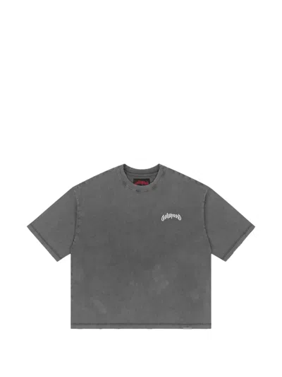 Godspeed Acid-wash Logo-print T-shirt In Gray