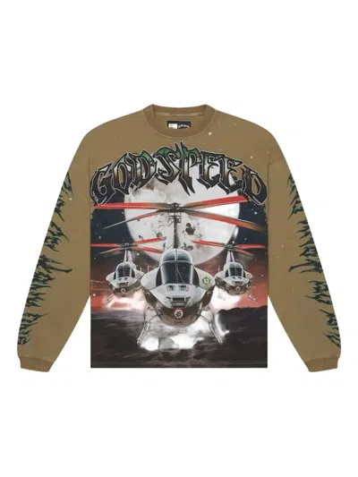 Godspeed Air Strike Graphic Long-sleeve Sweatshirt In Brown