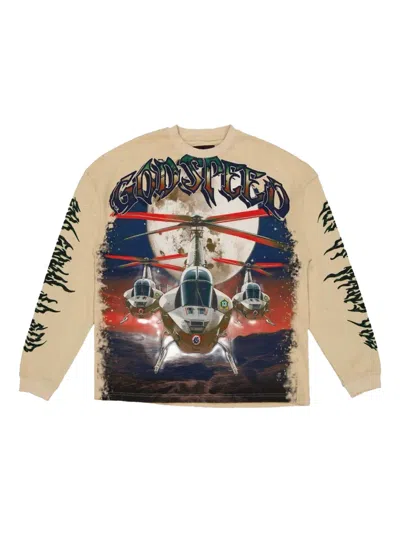 Godspeed 에어 스트라이크 그래픽 스웨트셔츠 In Brown
