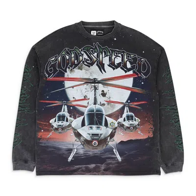 Godspeed Air Strike Ls Grey Wash T-shirt In Multi