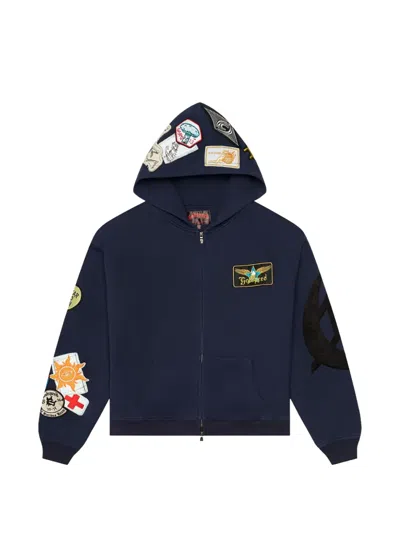 Godspeed Appliqued Zip Hoodie In Blue