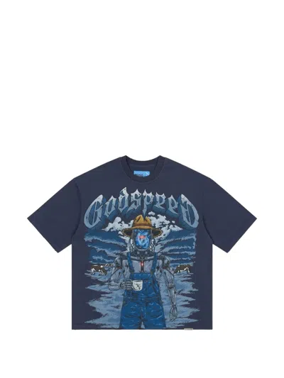 Godspeed Aura Farm Ii Graphic-print T-shirt In Blue