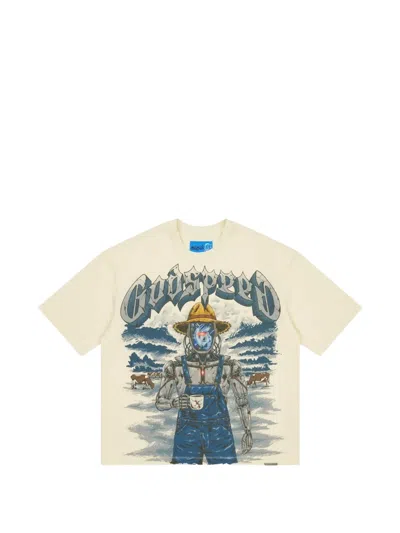 Godspeed Aura Farm Ii Graphic-print T-shirt In Gray