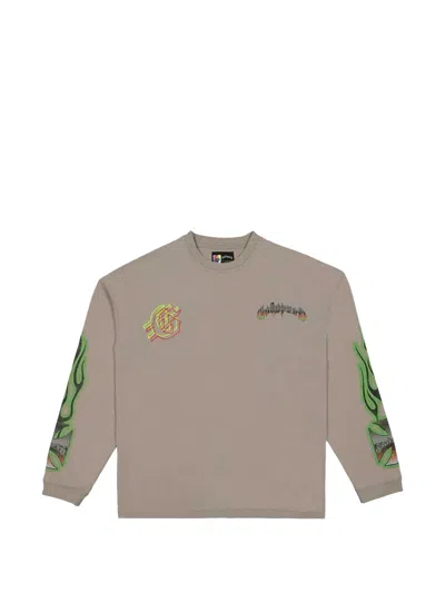 Godspeed Biker Graphic-print Long-sleeve T-shirt In 그레이