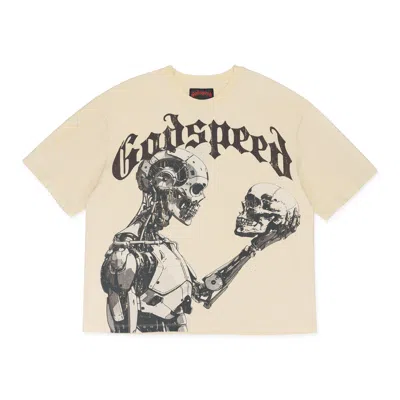 Godspeed Bone/black Mankind Vs All T-shirt In Neutral