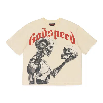 Godspeed Bone/red Mankind Vs All T-shirt In Neutral