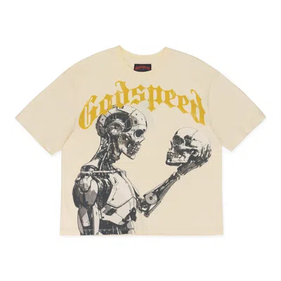 Godspeed Bone/yellow Mankind Vs All T-shirt In Neutral
