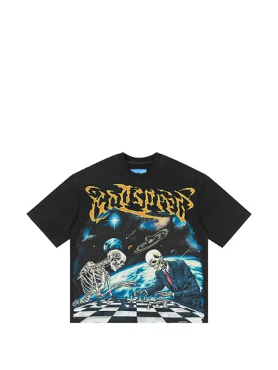 Godspeed Checkmate Ii Graphic-print T-shirt In Black