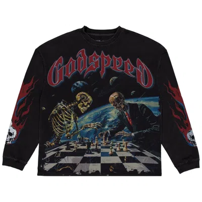 Pre-owned Godspeed Checkmate Long-sleeve T-shirt 'black Wash' | Men's Size S