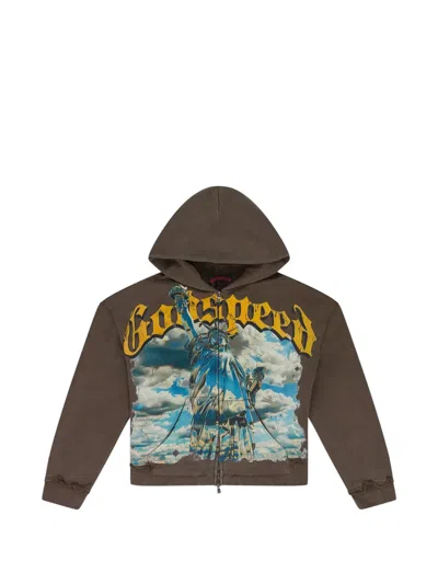 Godspeed Chrome Liberty V2 Zip-up Hoodie In Brown