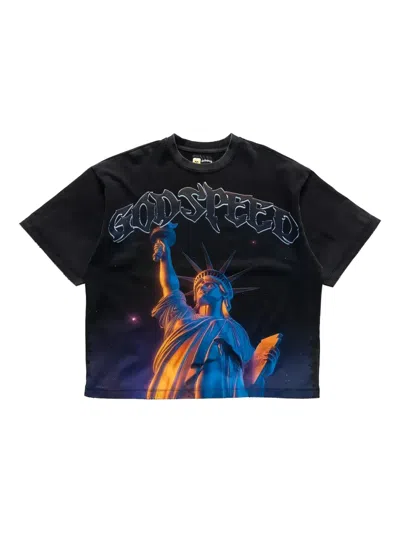 Godspeed City Print T-shirt In Black