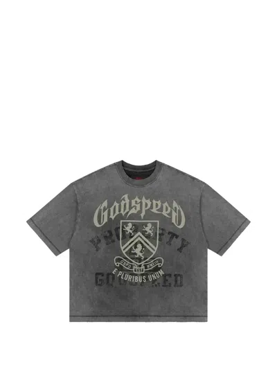 Godspeed Collegiate Logo-print T-shirt In Gray