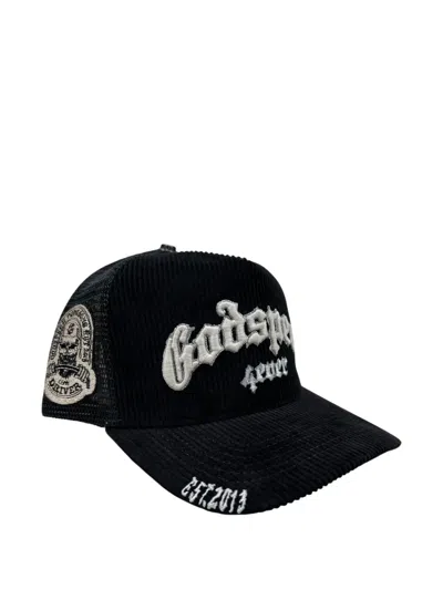 Godspeed Corduroy Embroidered Trucker Hat In Black