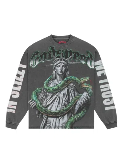 Godspeed Digital Art Long-sleeve Sweatshirt In Gray