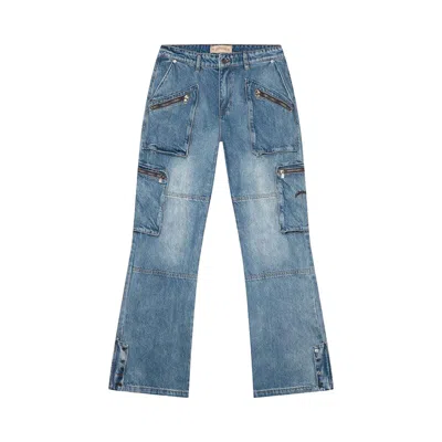Pre-owned Godspeed Double Pocket Flared Cargo Denim 'blue' | Men's Size 30