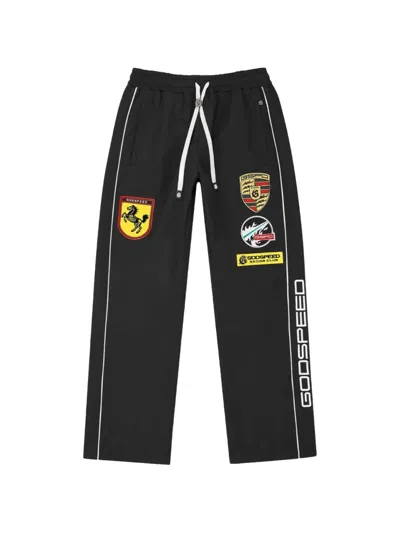 Godspeed Drawstring Graphic Track Pants In Black