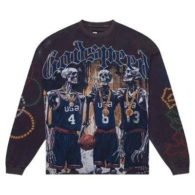 Pre-owned Godspeed Dream Team Long-sleeve T-shirt 'black Wash' | Men's Size Xs